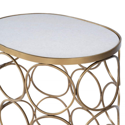 Talulah Oval Marble Side Table, Gold