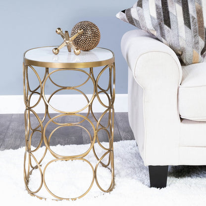 Talulah Oval Marble Side Table, Gold