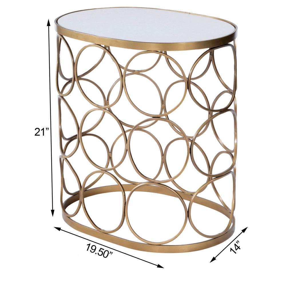 Talulah Oval Marble Side Table, Gold