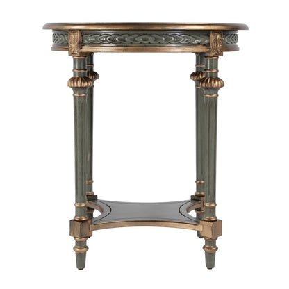 Hellinger 24 in. W Round Wood Tall End Table with Open Shelf, Pastel Green
