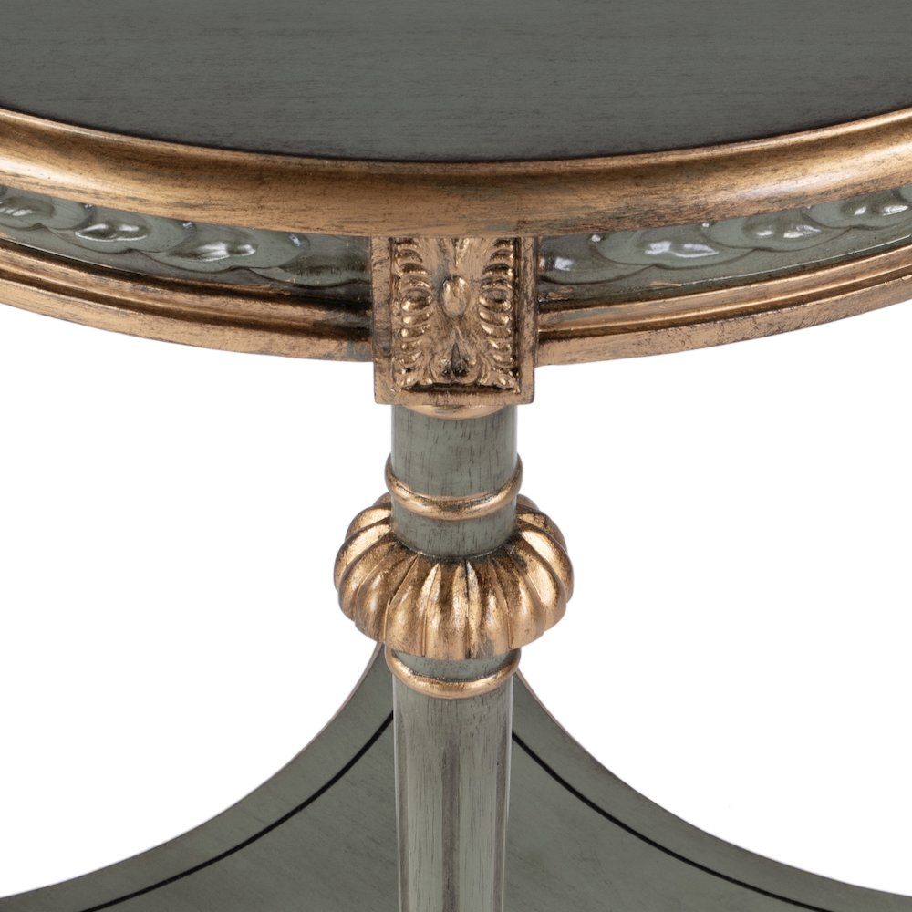 Hellinger 24 in. W Round Wood Tall End Table with Open Shelf, Pastel Green