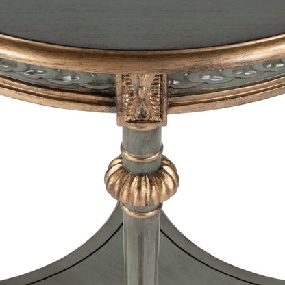 Hellinger 24 in. W Round Wood Tall End Table with Open Shelf, Pastel Green