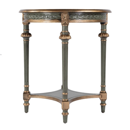 Hellinger 24 in. W Round Wood Tall End Table with Open Shelf, Pastel Green