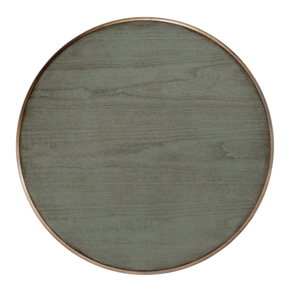 Hellinger 24 in. W Round Wood Tall End Table with Open Shelf, Pastel Green