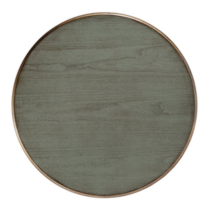 Hellinger 24 in. W Round Wood Tall End Table with Open Shelf, Pastel Green