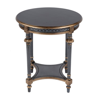 Hellinger 24 in. W Round Wood Tall End Table with Open Shelf, Pastel Blue