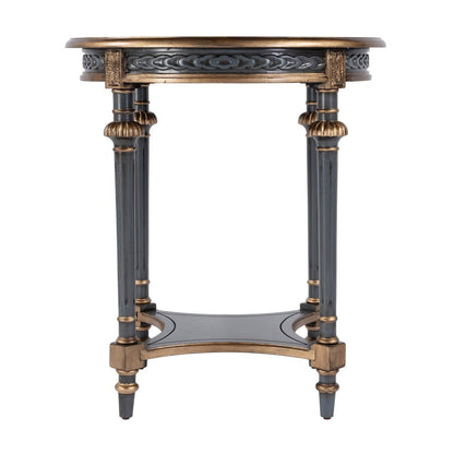 Hellinger 24 in. W Round Wood Tall End Table with Open Shelf, Pastel Blue