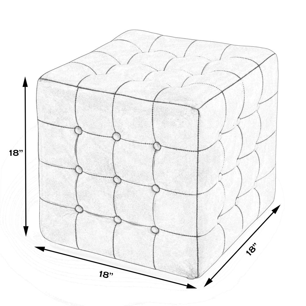 Leon Leather Cube Ottoman, Black