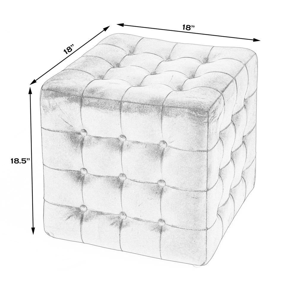 Leon Button Tufted Leather Ottoman, Dark Brown