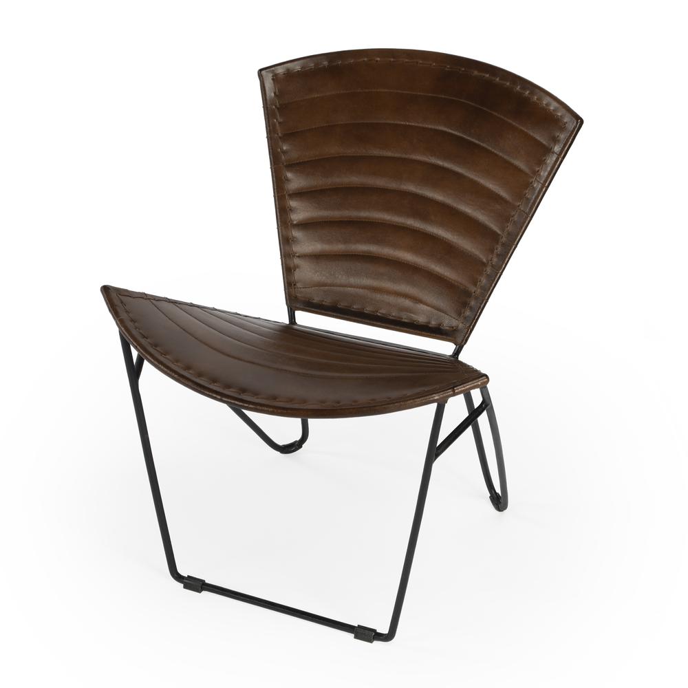 Felix Iron & Leather Accent Chair, Medium Brown