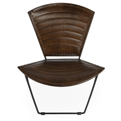 Felix Iron & Leather Accent Chair, Medium Brown