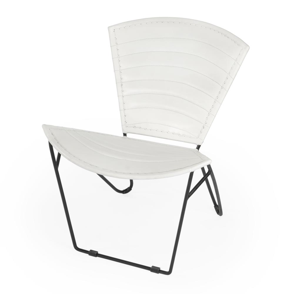 Felix Iron & Leather Accent Chair, White