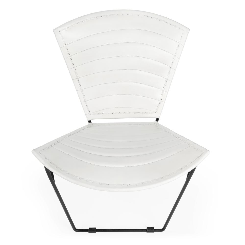 Felix Iron & Leather Accent Chair, White