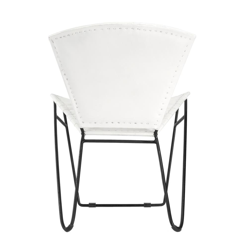 Felix Iron & Leather Accent Chair, White