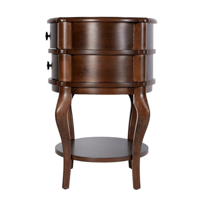 Ethel 25 in. W Oval Wood 2 Drawer Accent Table, Brown
