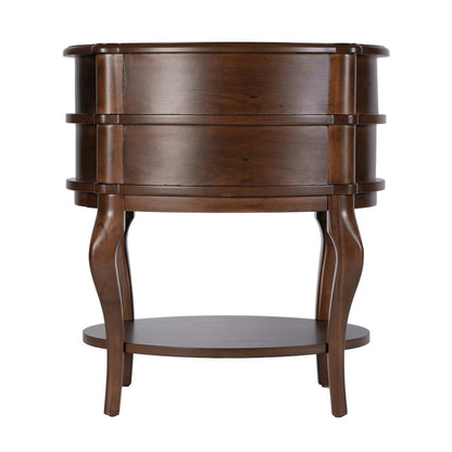 Ethel 25 in. W Oval Wood 2 Drawer Accent Table, Brown