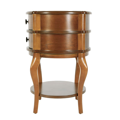 Ethel 25 in. W Oval Wood 2 Drawer Accent Table, Light Brown