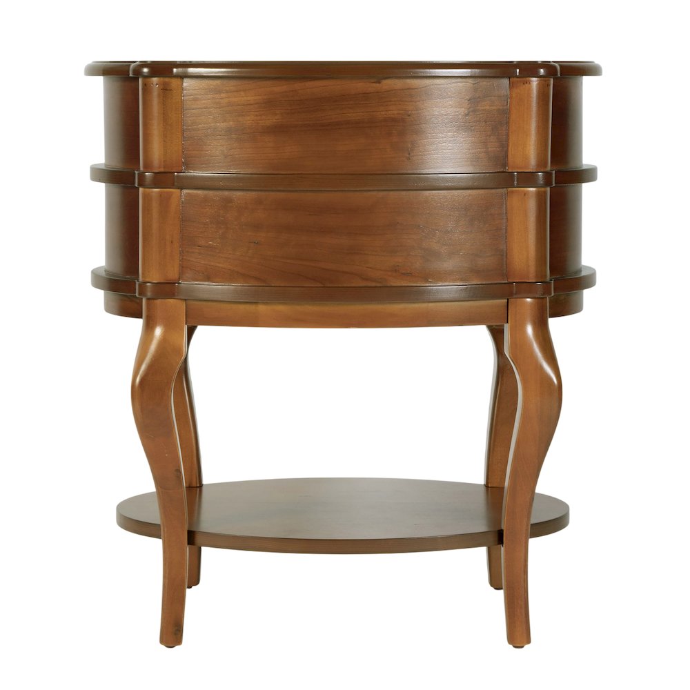 Ethel 25 in. W Oval Wood 2 Drawer Accent Table, Light Brown