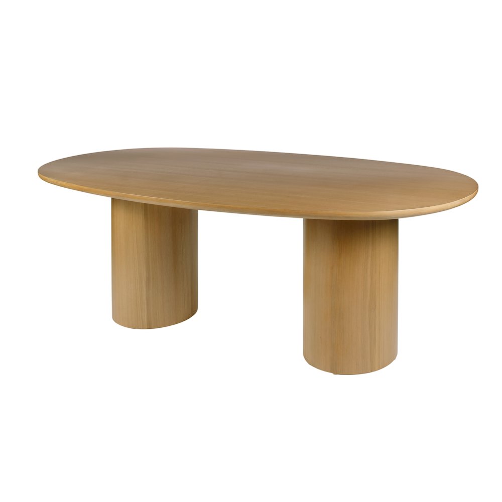 Coral 84 in. W Oval Wood Double Pedestal Dining Table, Light Brown
