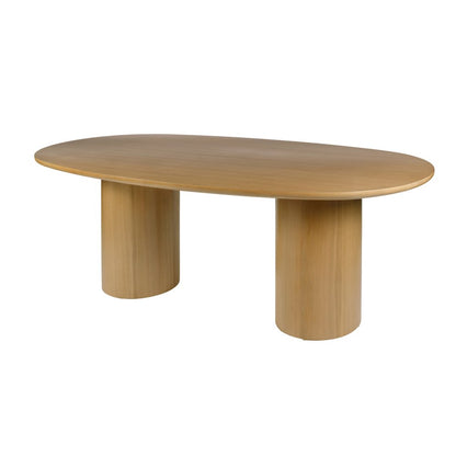 Coral 84 in. W Oval Wood Double Pedestal Dining Table, Light Brown