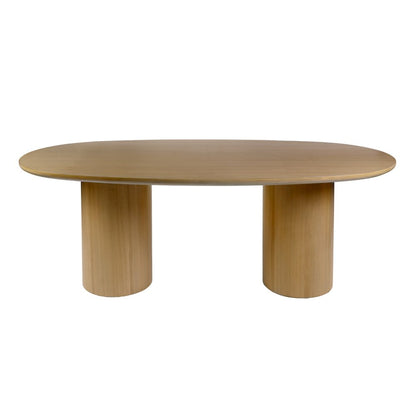 Coral 84 in. W Oval Wood Double Pedestal Dining Table, Light Brown