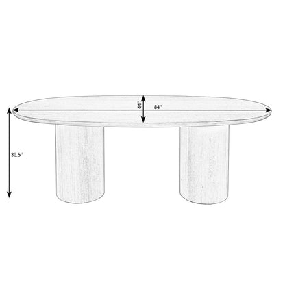 Coral 84 in. W Oval Wood Double Pedestal Dining Table, Light Brown