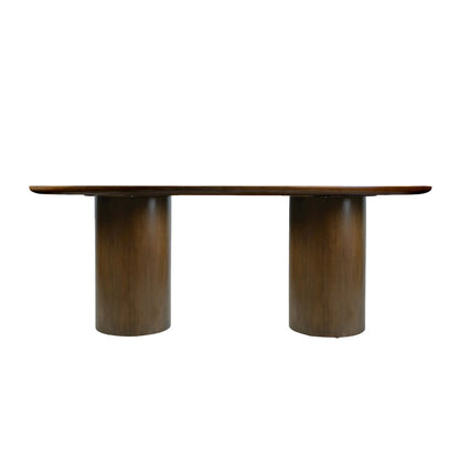 Coral 84 in. W Oval Wood Double Pedestal Dining Table, Walnut