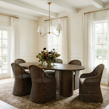 Coral 84 in. W Oval Wood Double Pedestal Dining Table, Walnut