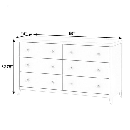 Dana 60 in. W Rectangular Wood 6 Drawer Dresser, Taupe
