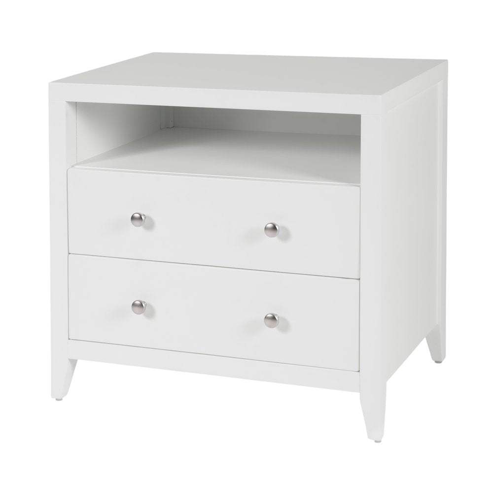 Dana 28 in. W Rectangular Wood 2 Drawer Nightstand, White