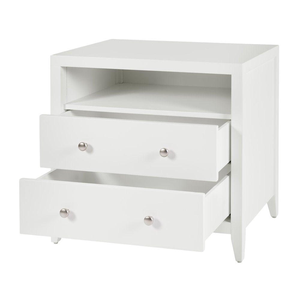 Dana 28 in. W Rectangular Wood 2 Drawer Nightstand, White