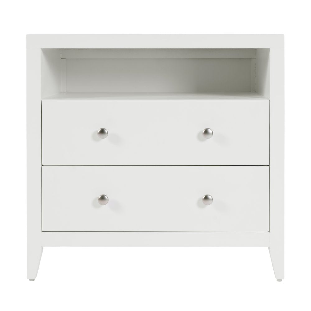 Dana 28 in. W Rectangular Wood 2 Drawer Nightstand, White