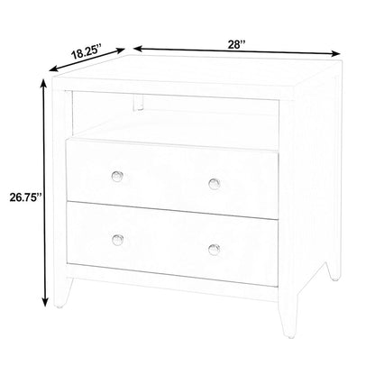 Dana 28 in. W Rectangular Wood 2 Drawer Nightstand, White