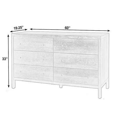 Mendel 60 in. W Rectangular Wood 6 Drawer Dresser, Walnut