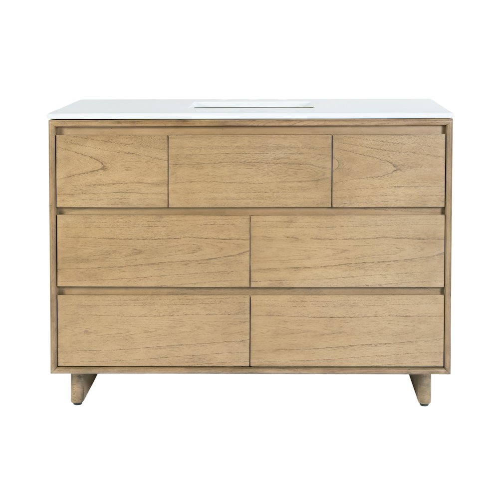 Gannet 48 in. W Wood Single Sink 6 Drawer Vanity Set, Light Brown