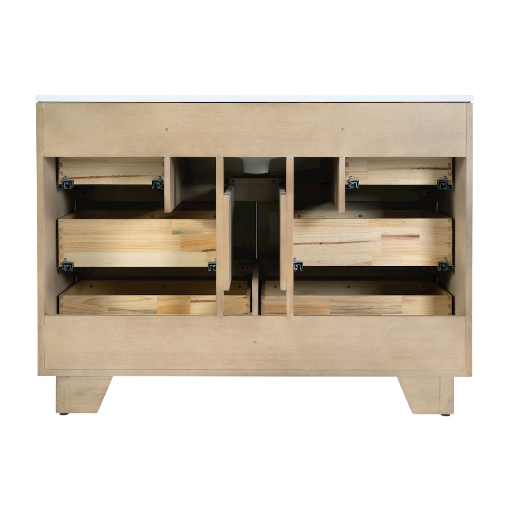 Gannet 48 in. W Wood Single Sink 6 Drawer Vanity Set, Light Brown