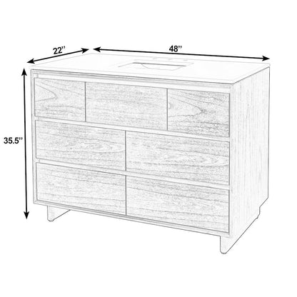 Gannet 48 in. W Wood Single Sink 6 Drawer Vanity Set, Light Brown