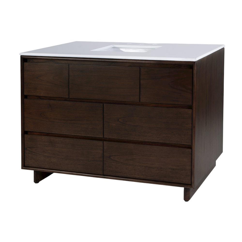 Gannet 48 in. W Wood Single Sink 6 Drawer Vanity Set, Brown