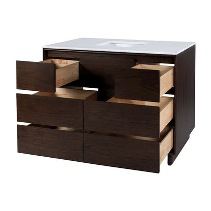 Gannet 48 in. W Wood Single Sink 6 Drawer Vanity Set, Brown