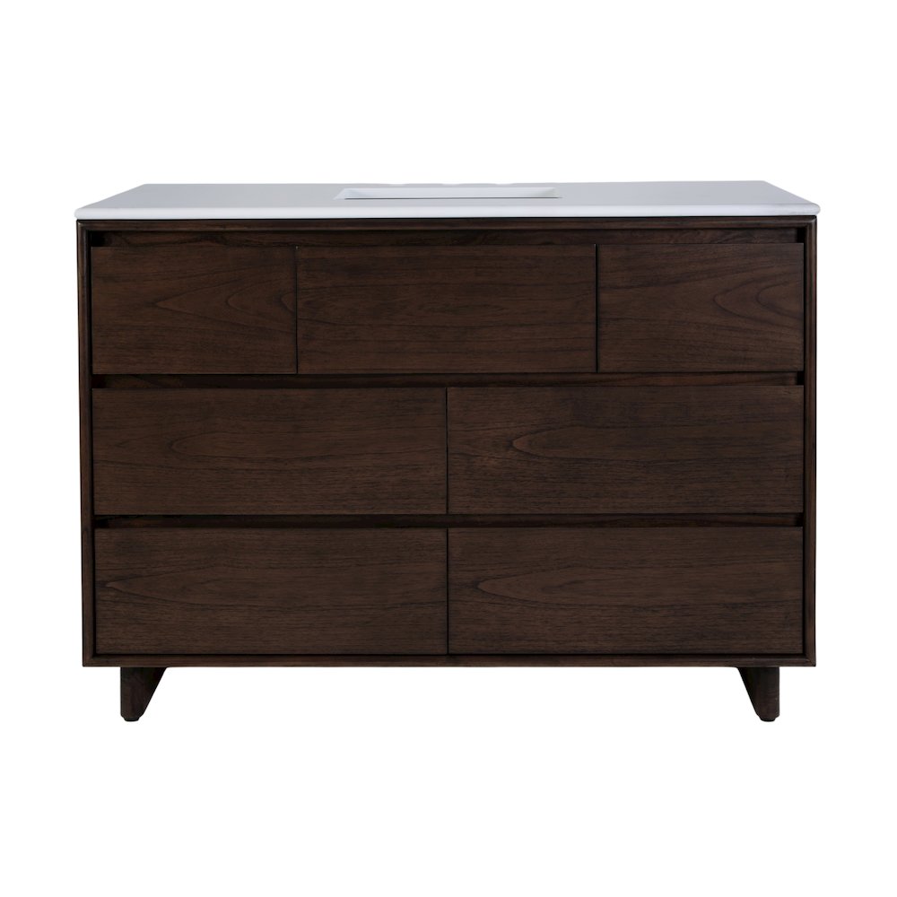 Gannet 48 in. W Wood Single Sink 6 Drawer Vanity Set, Brown