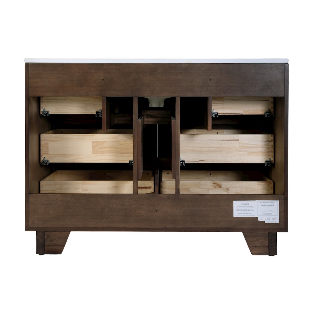 Gannet 48 in. W Wood Single Sink 6 Drawer Vanity Set, Brown