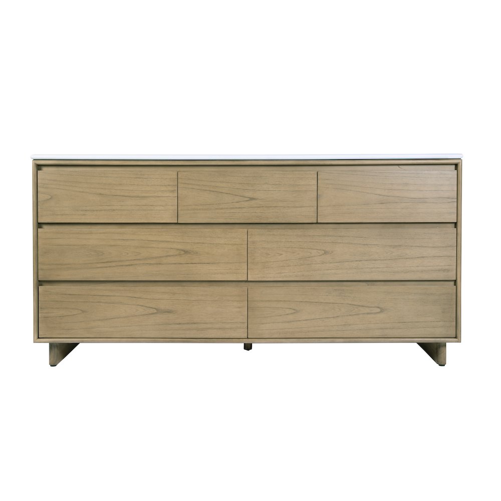 Gannet 72 in. W Wood Double Sink 5 Drawer Vanity Set, Light Brown