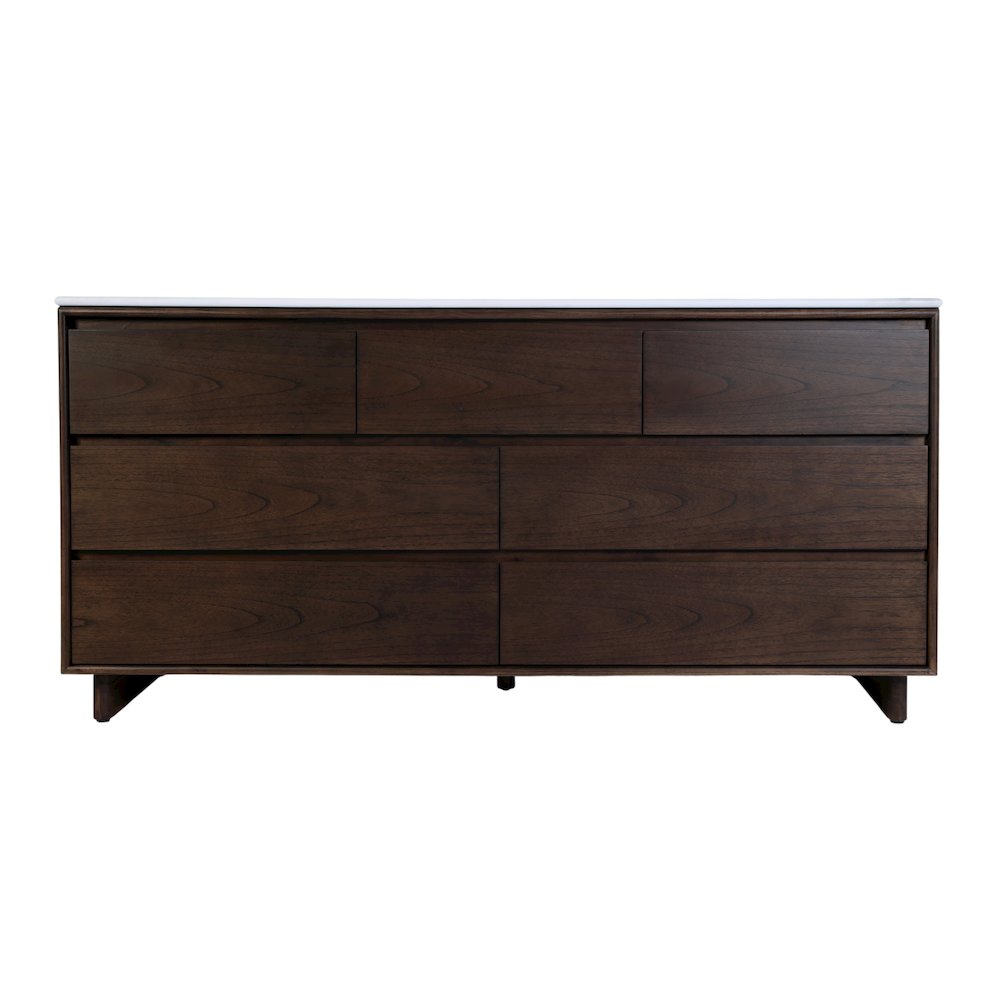 Gannet 72 in. W Wood Double Sink 5 Drawer Vanity Set, Brown