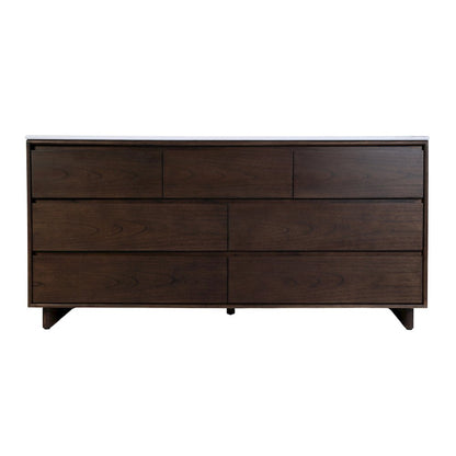 Gannet 72 in. W Wood Double Sink 5 Drawer Vanity Set, Brown