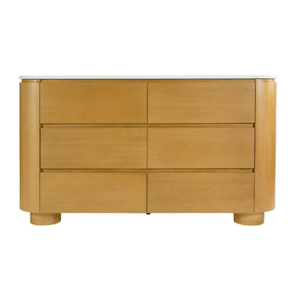 Genoa 60. in. W Quartz 4 Drawer Double Bathroom Vanity, Light Brown