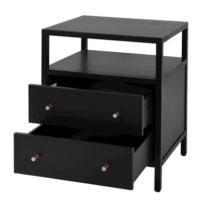 Mendel 21.25 in. W Wood 2 Drawer Nightstand, Black
