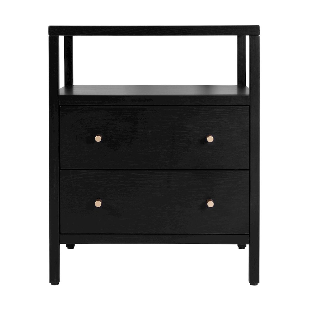 Mendel 21.25 in. W Wood 2 Drawer Nightstand, Black