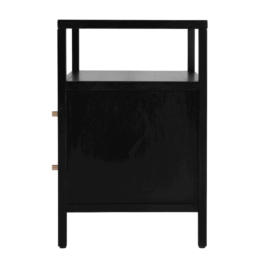 Mendel 21.25 in. W Wood 2 Drawer Nightstand, Black