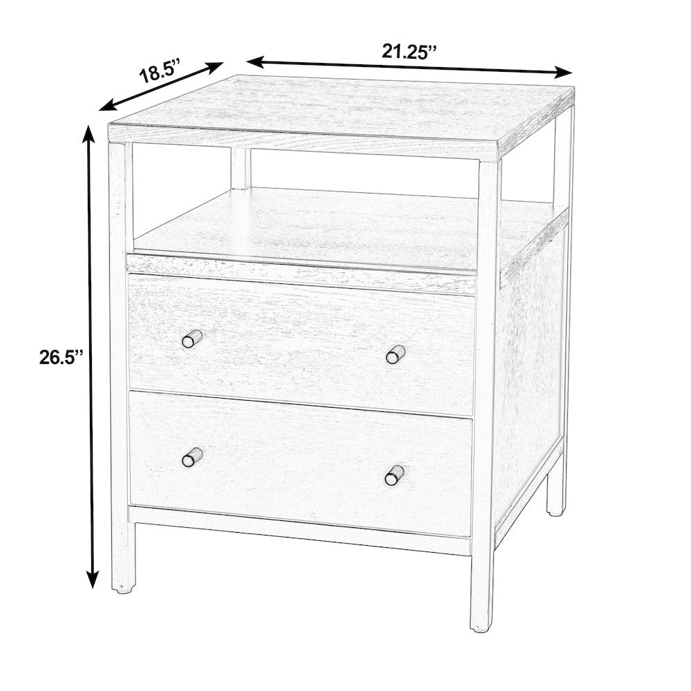 Mendel 21.25 in. W Wood 2 Drawer Nightstand, Black