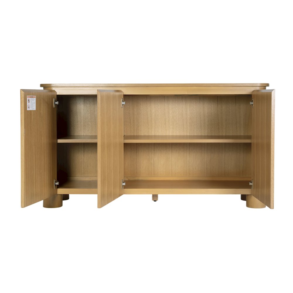 Genoa 60 in. W Rectangular Wood Sideboard with Storage, Light Brown